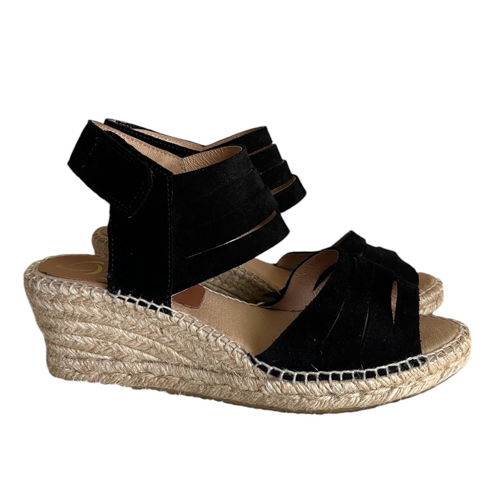 KANNA Made im Italy Black Leather Upper Women’s Wedge Sandals Shoes Sz 40 (US 9)